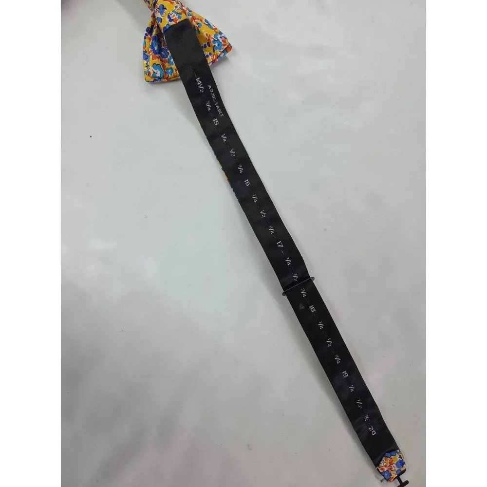 Saddlebred Bow Tie Men One Size Yellow Floral Silk Pre-Tied Adjustable 4.5